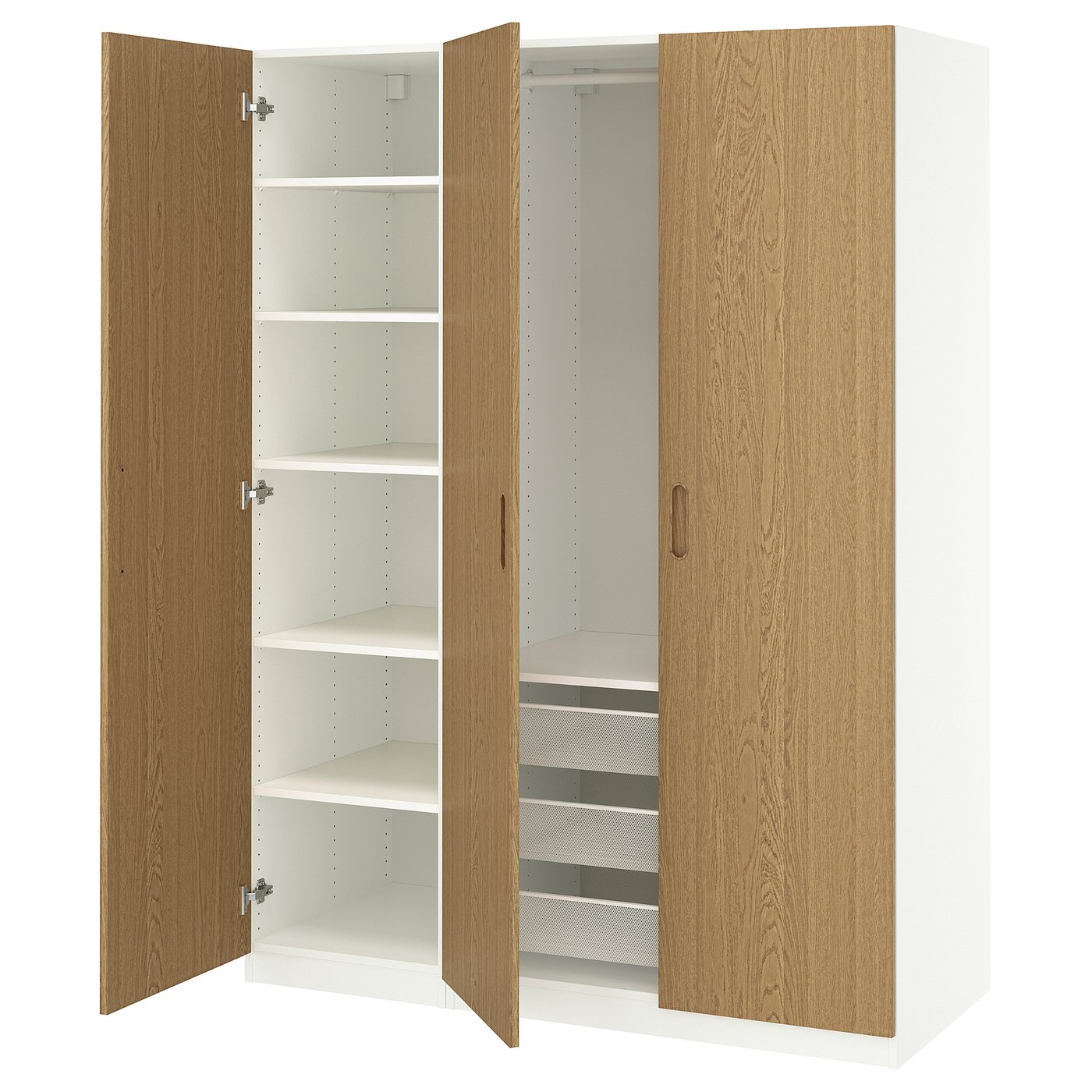 PAX / TONSTAD Kledingkastcombinatie wit/eikenfineer 150x60x201 cm