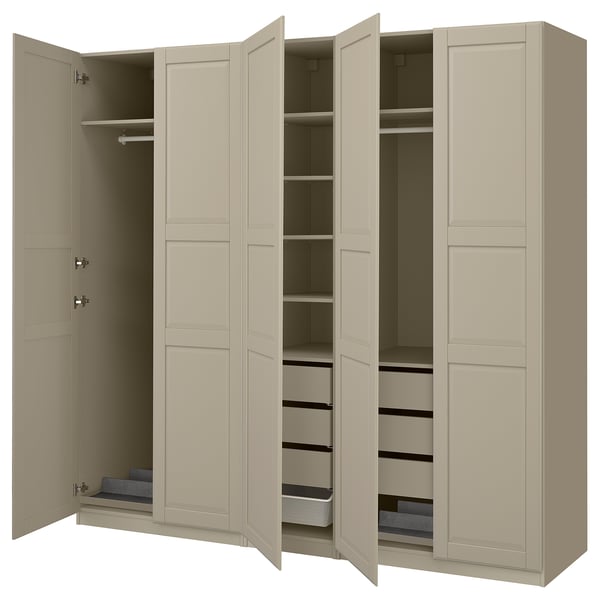 PAX / TYSSEDAL Kledingkastcombinatie, grijsbeige/grijsbeige, 250x58x236 cm