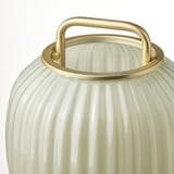 Matglazen lamp met gouden handvat, elegant design.