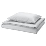 Zacht grijs PILTANDVINGE bedset, gladde stof, vereenvoudigd ontwerp.