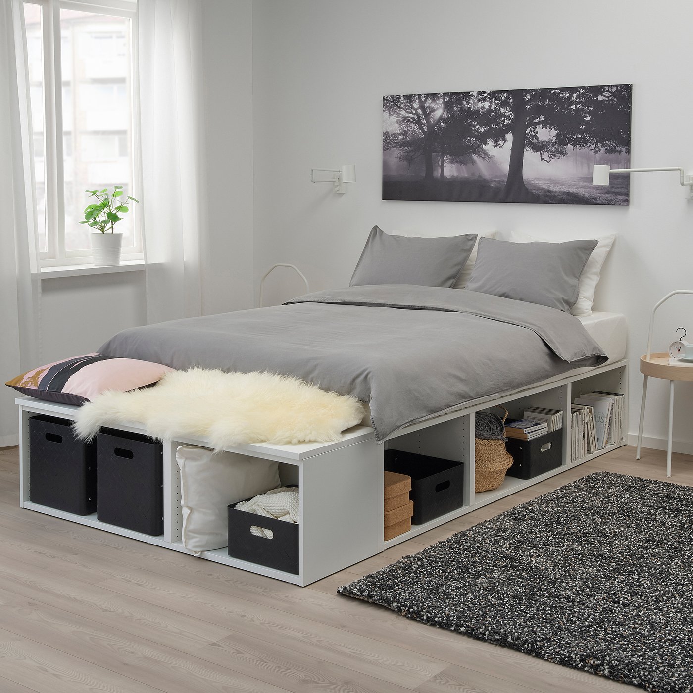 platsa bedframe met opbergruimte wit bestel hier ikea