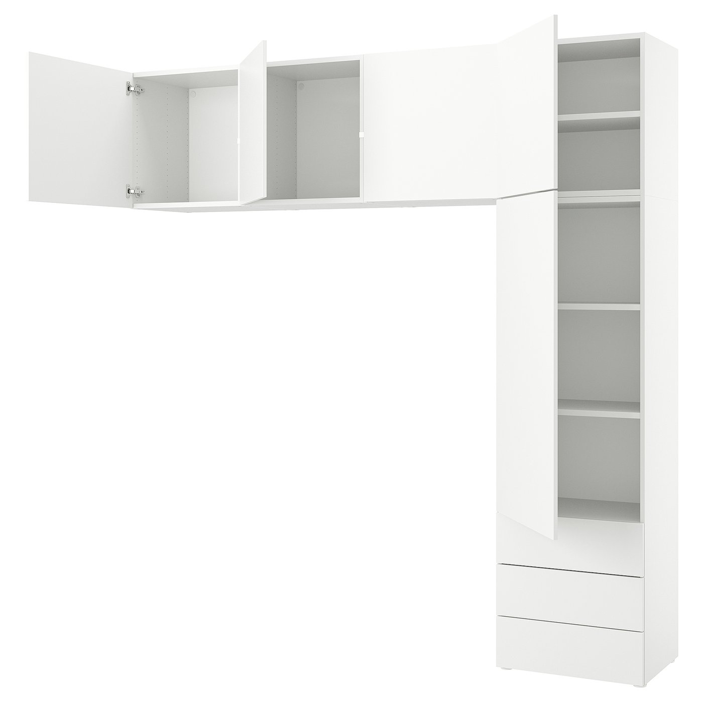PLATSA Kledingkast met 5 deuren+3 lades wit/Fonnes wit 240x42x241 cm