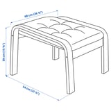 Illustratie met afmetingen voor het product: POÄNG.