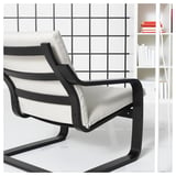 POÄNG Fauteuil met lage rugleuning, zwartbruin/Katorp naturel/beige