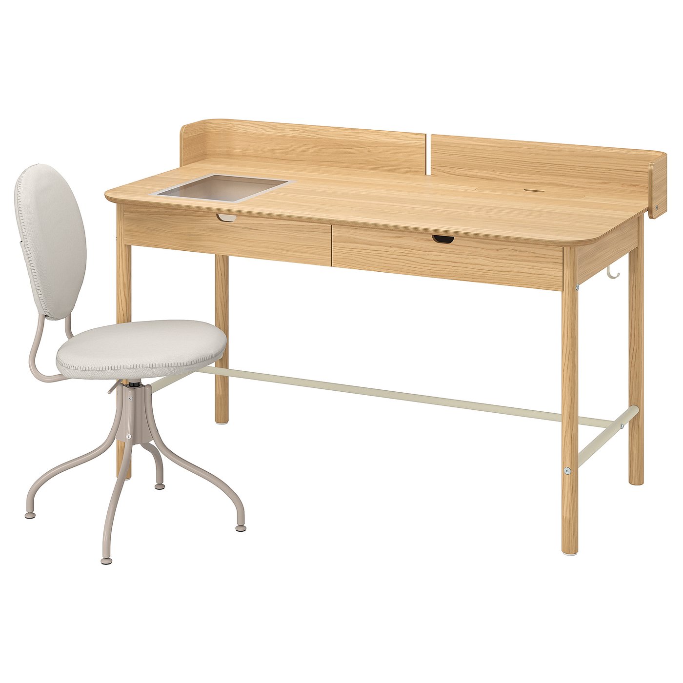RIDSPÖ / BJÖRKBERGET Bureau en stoel Bureau en stoel · eiken beige