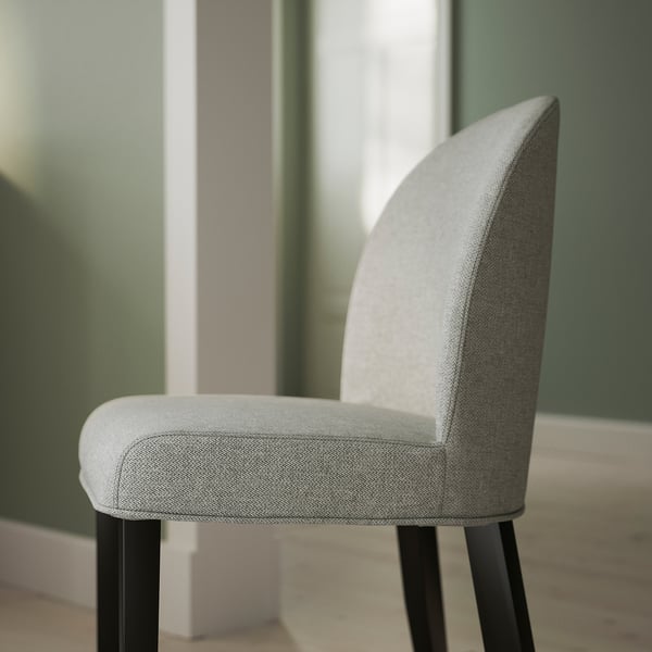 ROSENTORP / ROSENTORP Tafel met 6 stoelen, zwart/Tibbleby beige-grijs zwart, 160/215x110 cm