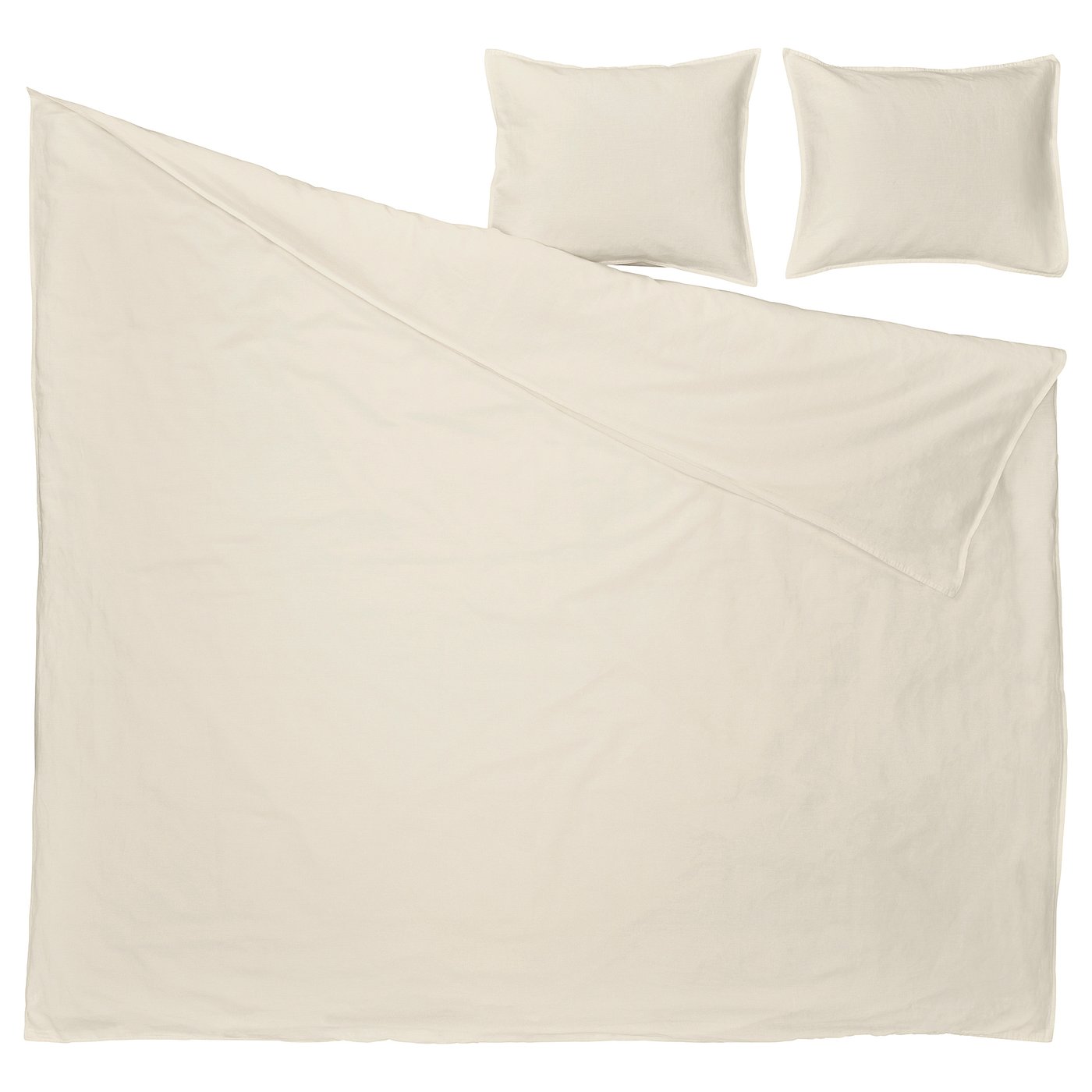 RUNDHAGTORN dekbed en kussenslopen in beige, kreukel chique linnen-katoenmix.