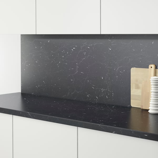 Saljan Werkblad Zwart Marmerpatroon Laminaat 246x3 8 Cm Ikea