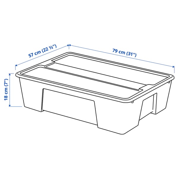 Detector dodelijk vod Bak met deksel, SAMLA, transparant, 79x57x18 cm/55 l - IKEA