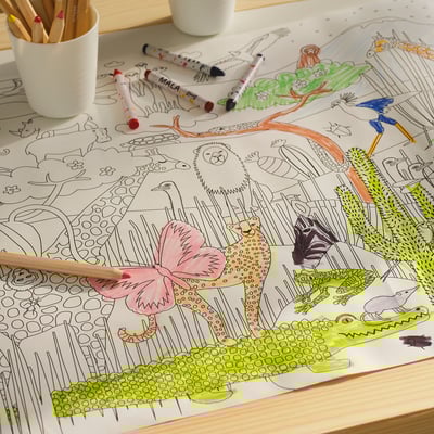 SANDLÖPARE rol, wit met zwarte omlijning natuurtekening, om in te kleuren, op gebleekt chloorvrij papier.