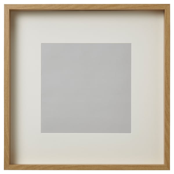 SANNAHED houten fotolijst, lichtbruin, vierkante vorm, met kunststof bescherming aan de voorkant.