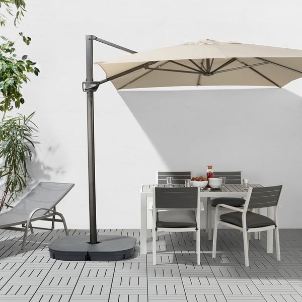 seglaro svarto parasol vrijhangend met voet kantelbaar beige donkergrijs ikea