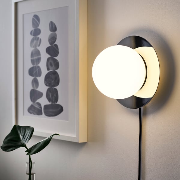 simrishamn tafel wandlamp verchroomd opaalwit glas 16 cm ikea