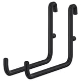 Zwarte SKÅDIS wandhaken, drie gebogen ontwerpen in gepoedercoat staal voor het organiseren van items.
