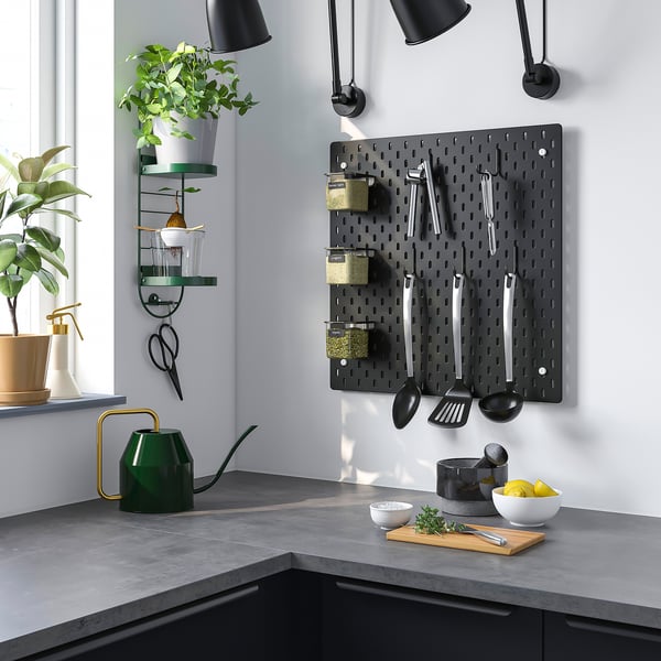 SKÅDIS Ophangbord, combinatie, zwart, 56x56 cm