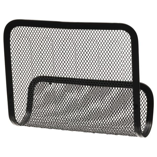 Zwarte mesh office organizer met rechthoekige vakken. Stevig metalen ontwerp, ideaal voor het opbergen van een bureau.