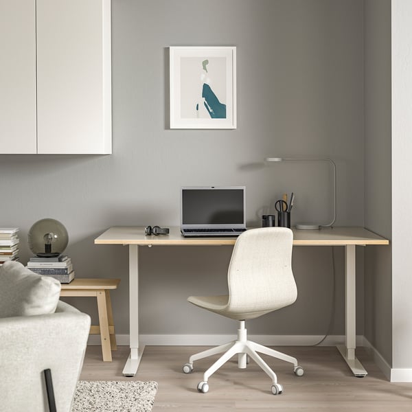 Skarsta Bureau Zit Sta Beige Wit 160x80 Cm Ikea