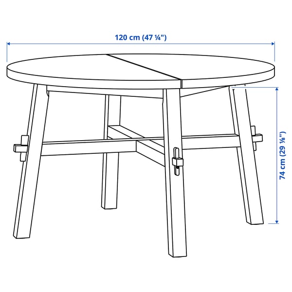 SKOGSTA Eettafel, acacia/zwart, 120 cm