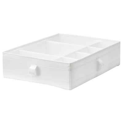 SKUBB organizer box, wit, stof met handgrepen, rechthoekig, verdeelde vakken.