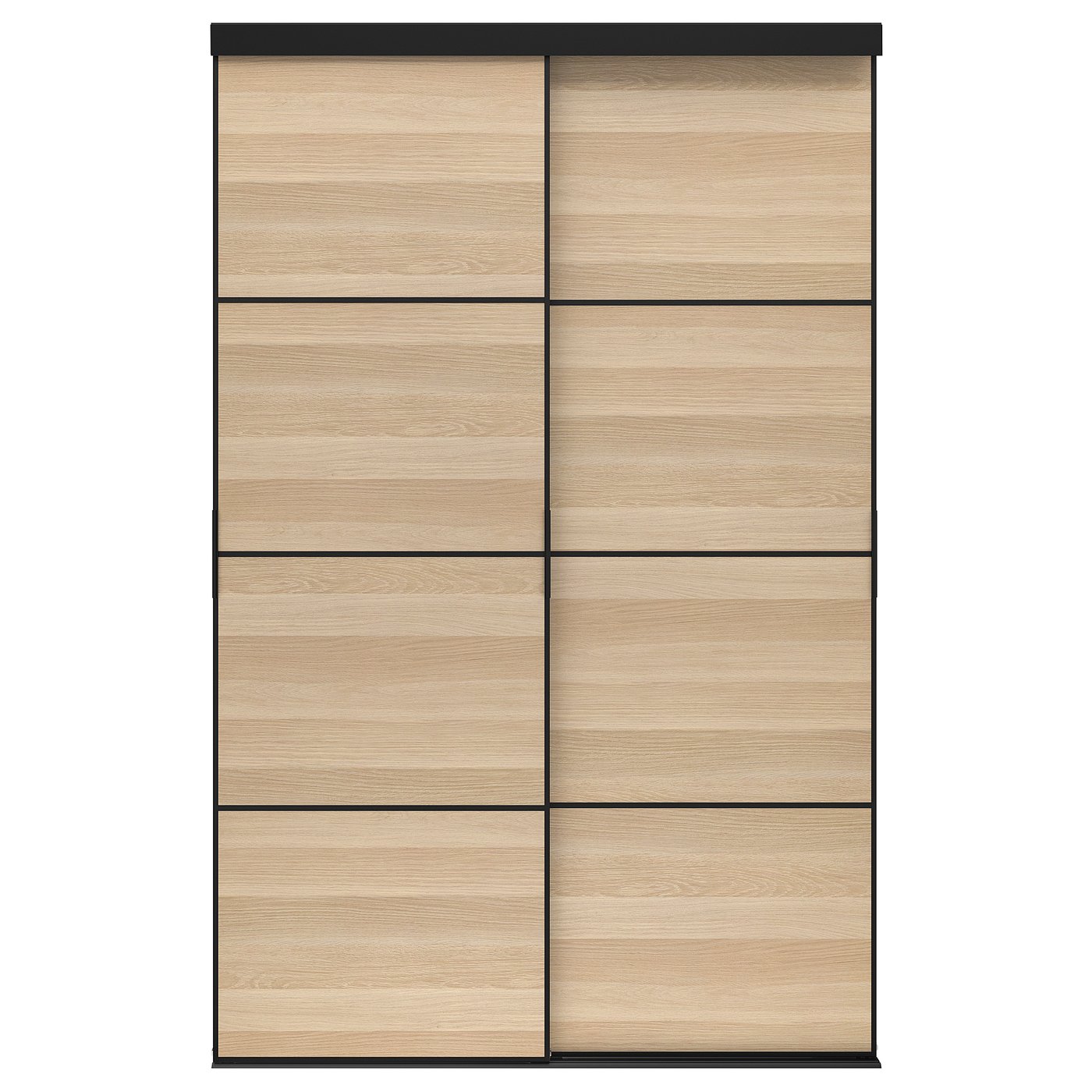SKYTTA / MEHAMN Schuifdeurcombinatie zwart/tweezijdig wit gelazuurd eikeneffect 152x240 cm