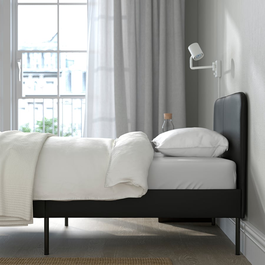 Gestoffeerd bed, SLATTUM, zwart, 90x200 cm IKEA