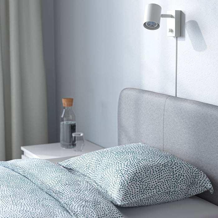 SLATTUM gestoffeerd bed, Knisa lichtgrijs, 90x200 cm IKEA