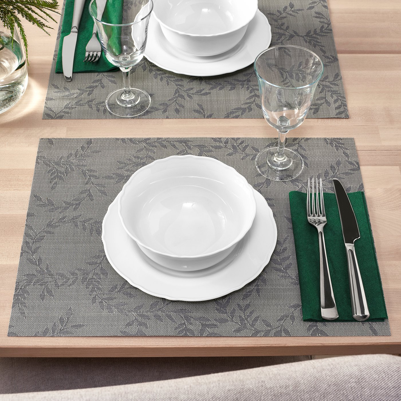 SNOBBIG Placemat met een patroon, grijs IKEA