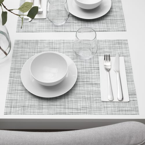 SNOBBIG Placemat, wit/zwart, 45x33 cm IKEA