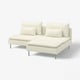 SÖDERHAMN 2-zitsbank met chaise longue, Johanneshov ecru