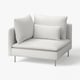 Moderne witte leren fauteuil met twee kussens op een witte achtergrond.