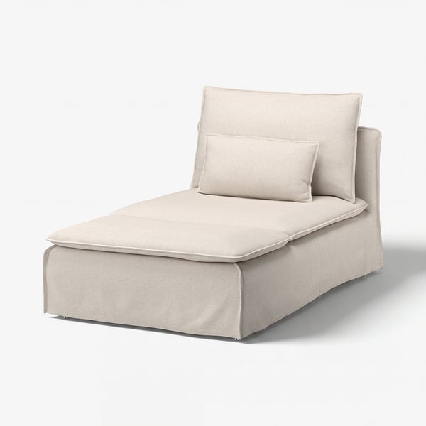SÖDERHAMN Hoes voor chaise longue-element, Gransel naturel