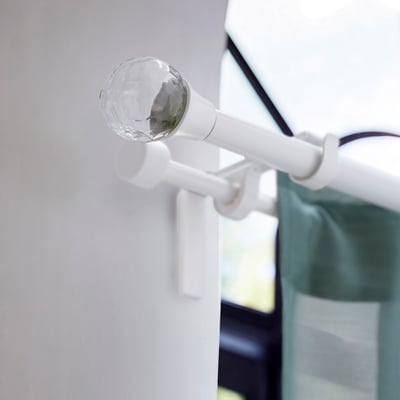 SOLBLOMMOSSA Afsluitknoppen, 1 paar, wit/glas