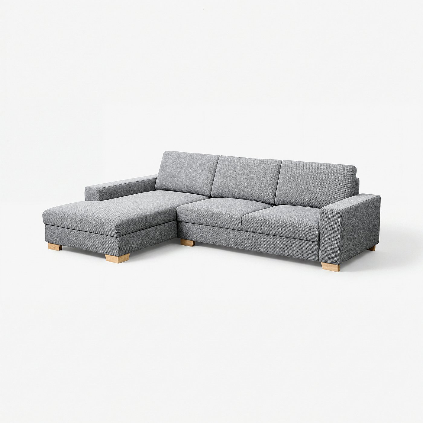 SÖRVALLEN 3-zitsbank met chaise longue, links/Lejde grijs/zwart