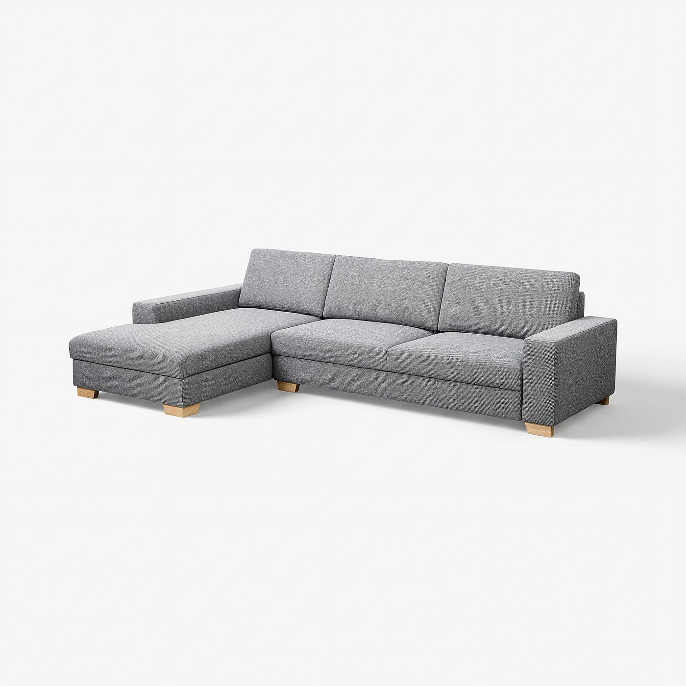 SÖRVALLEN 4-zitsbank met chaise longue, links/Lejde grijs/zwart