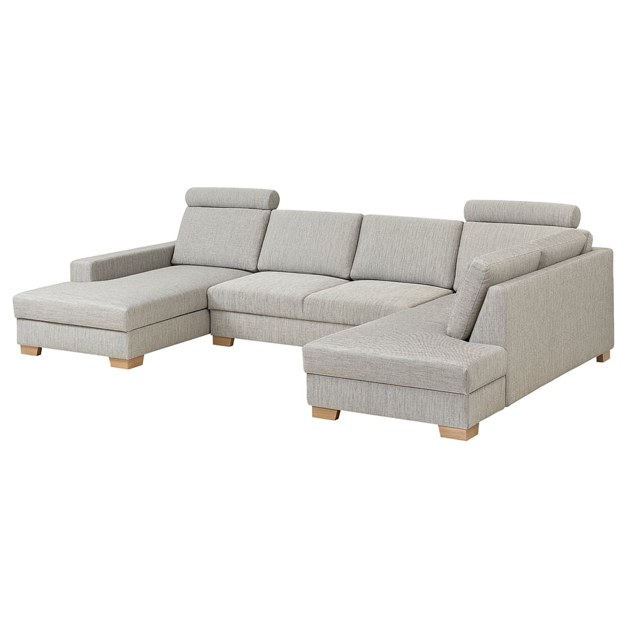 SÖRVALLEN hoekbank, 4zits, met chaise longue, links/Viarp beige/bruin