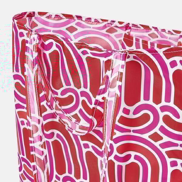 Opvouwbare tas met levendige abstracte print, met hoogwaardig gerecycled polyester materiaal, perfect voor winkelen en reizen.