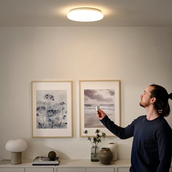 Viool Patois bestrating Led-plafond-/wandlamp, STOFTMOLN, smart draadloos dimbaar, 37 cm - IKEA