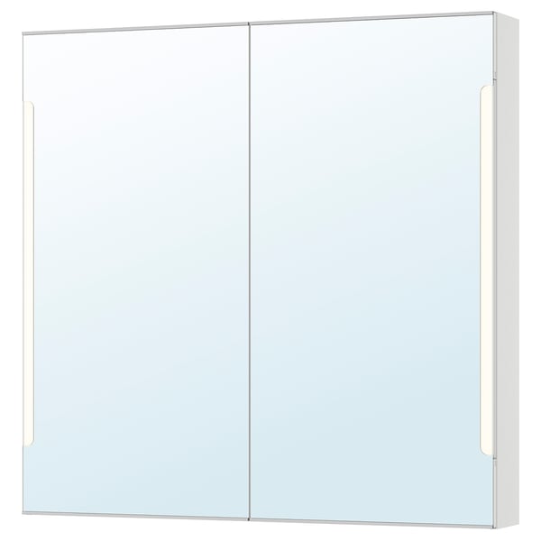 Storjorm Spiegelkast 2 Deur Ingb Verlichting Wit 100x14x96 Cm Ikea
