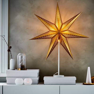 STRÅLA Lampenkap, messingkleur/streep, 70 cm