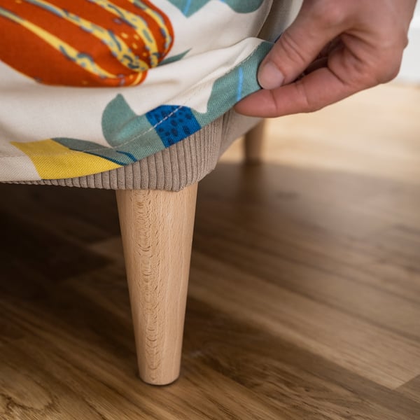 STRANDMON Overtrek voor voetenbank, Stigsbo veelkleurig/beige