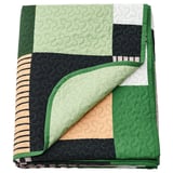 TALLSVÄRMARE veelkleurige patchwork sprei, groene patronen, zacht, gerecycled polyester.