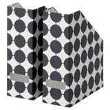 Tjbna tijdschriftenhouder, zwart/witte cirkels, papier, rechthoekig, gekanteld display.