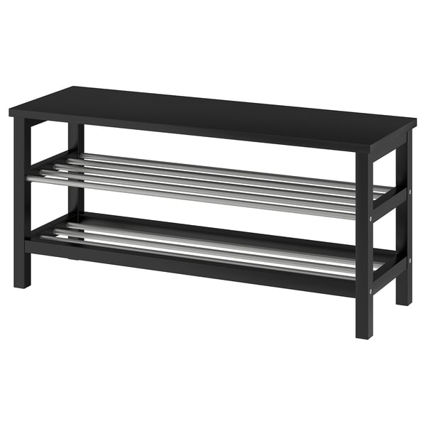 grip naaien zacht Bank met schoenenrek TJUSIG zwart 108x34x50 cm - IKEA