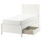 TONSTAD gebroken wit bed, strak modern design, 2 opberglades, stevige houten structuur.