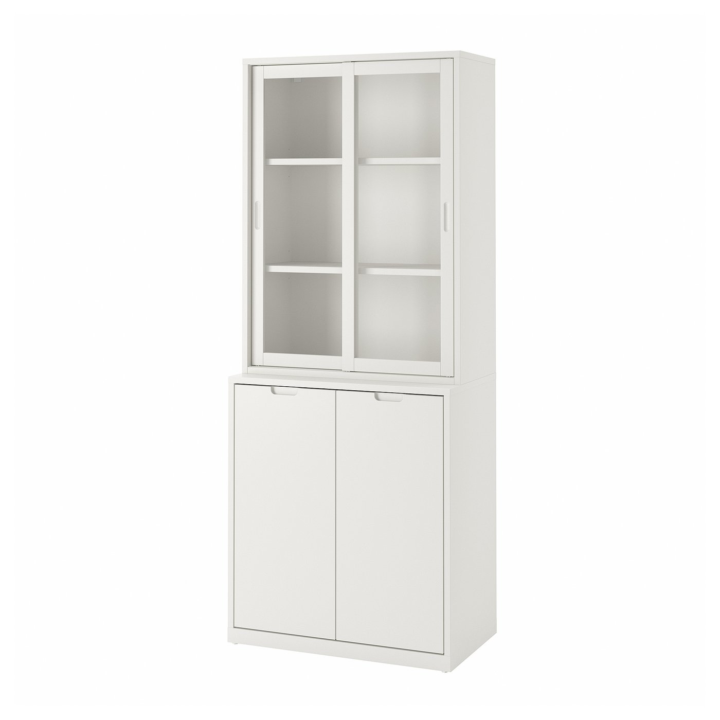TONSTAD Opbergcombi m vitrineschuifdeuren ecru/helder glas 81x47x201 cm