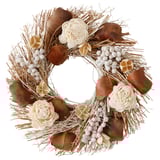 TORKA krans: neutrale tinten, gedroogde planten, bloemen, jute, rond, rustiek ontwerp.