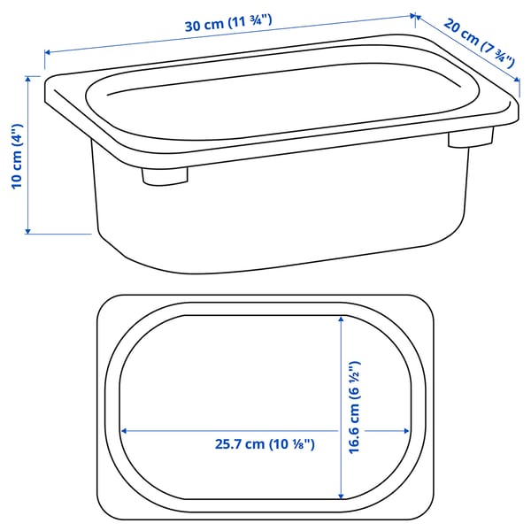 Illustratie met afmetingen voor het product: TROFAST.