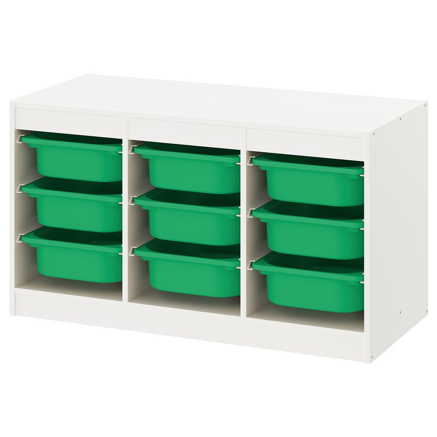 TROFAST met bakken, wit/groen, 99x44x56 cm IKEA