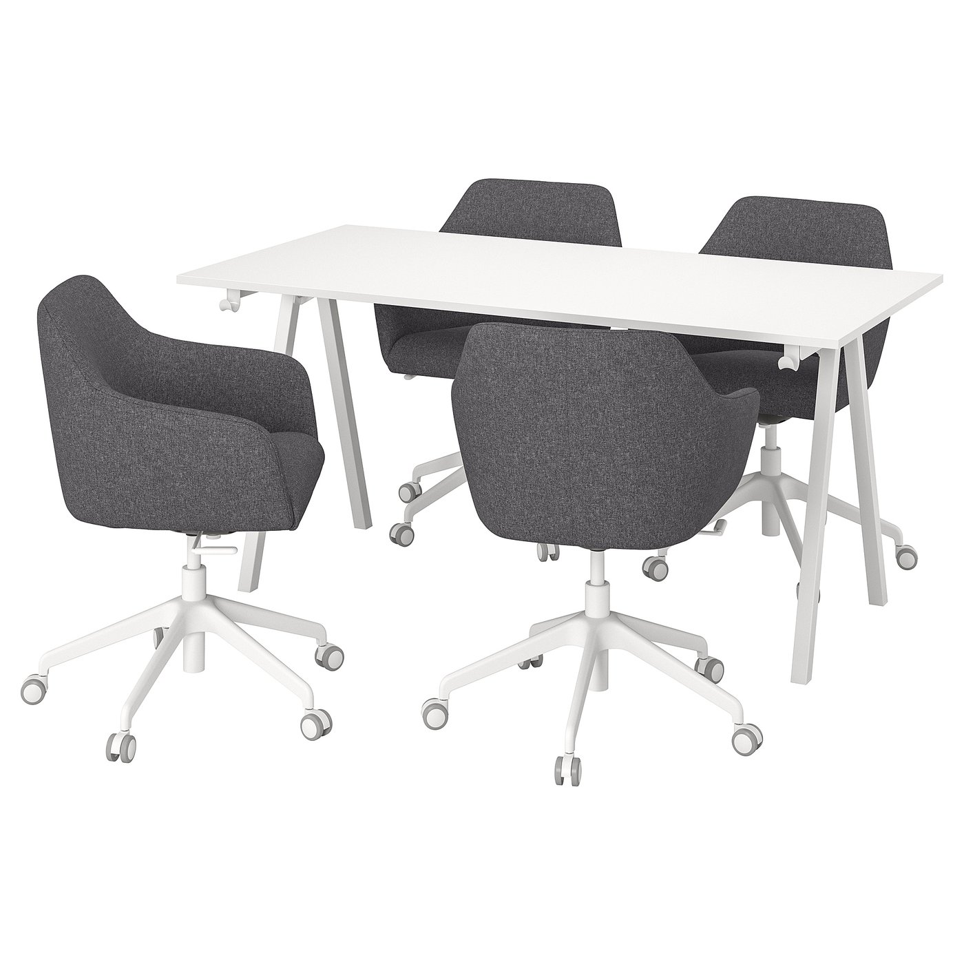 TROTTEN / TOSSBERG Vergadertafel en stoelen Vergadertafel en stoelen · wit/donkergrijs · 160x80 cm