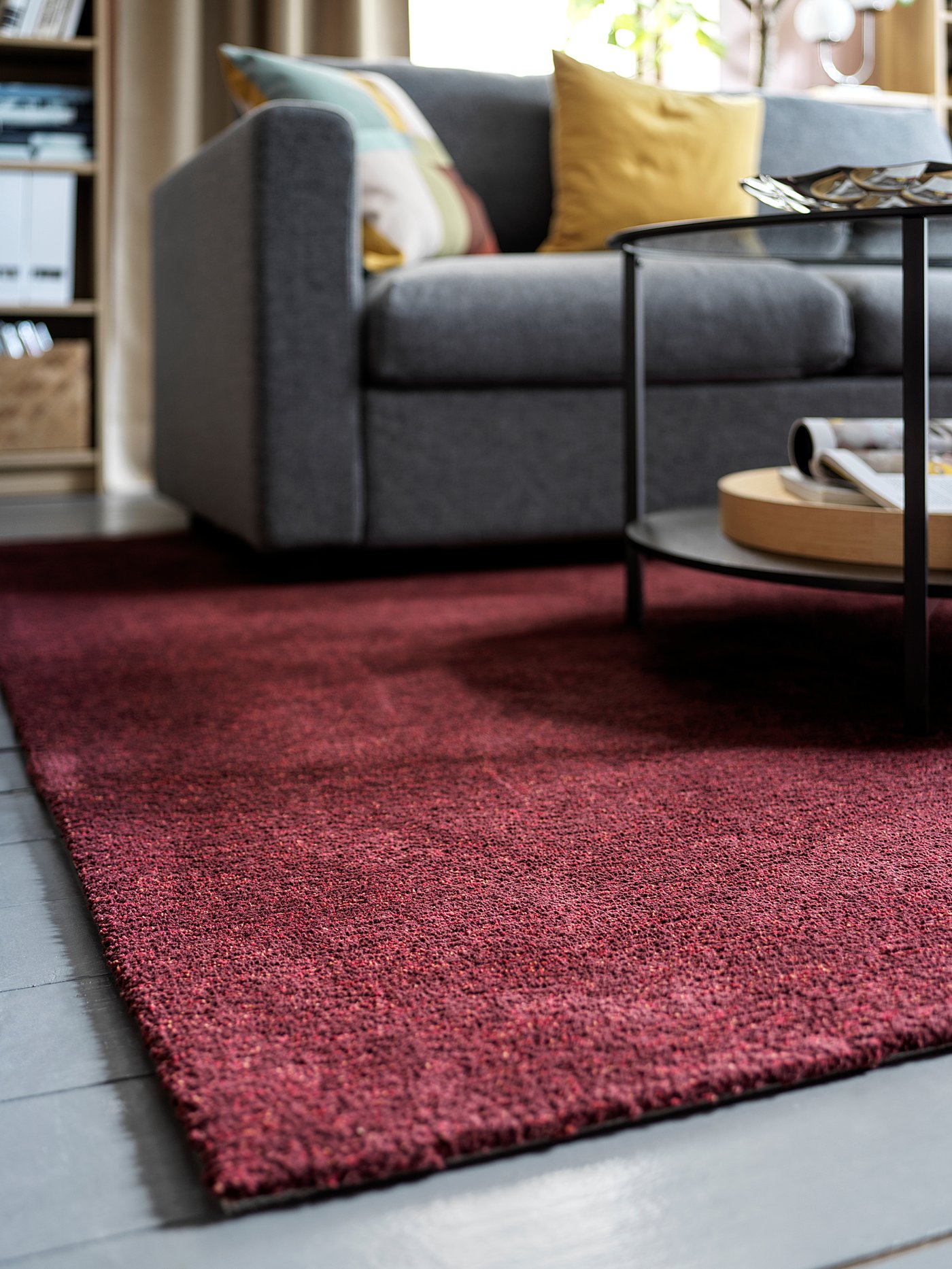 tyvelse vloerkleed laagpolig donkerrood 200x300 cm ikea